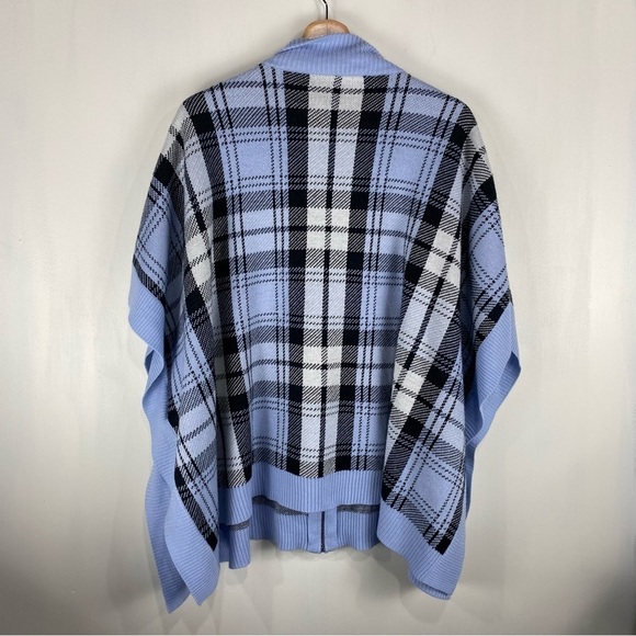 Jones New York Signature Plaid Flowy Full Zip Up Sweater Poncho Size Large/XL - Picture 6 of 6
